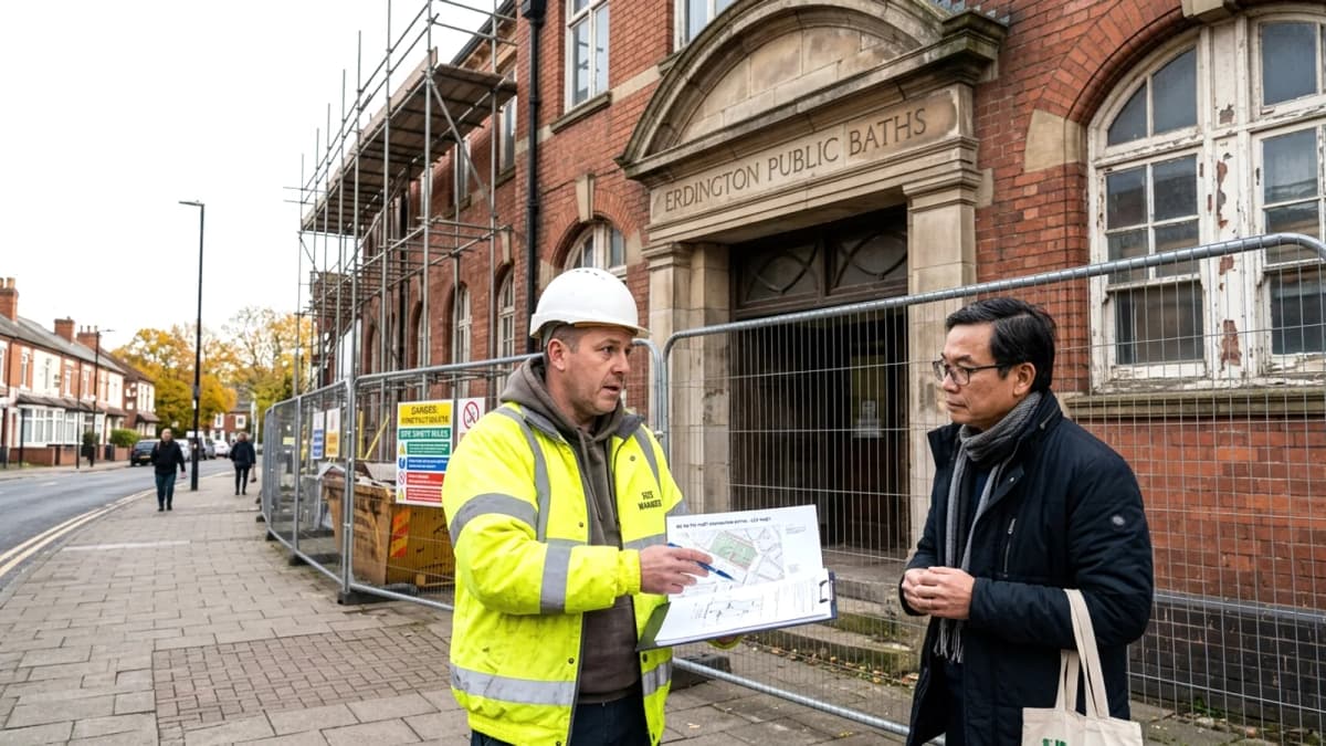 Dự án tái thiết Erdington Baths tại Birmingham đối mặt nguy cơ chậm trễ và thay đổi phạm vi