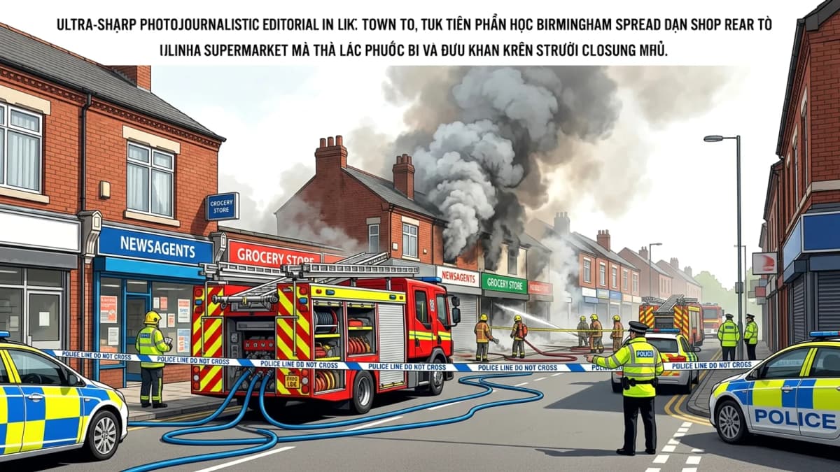 Hỏa hoạn tại Birmingham: Đám cháy sau cửa hàng lan sang siêu thị, cảnh sát phong tỏa đường phố