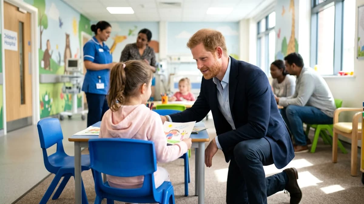 Hoàng tử Harry thăm bệnh viện nhi ở Birmingham, chuyến đi Anh dần ổn định trở lại